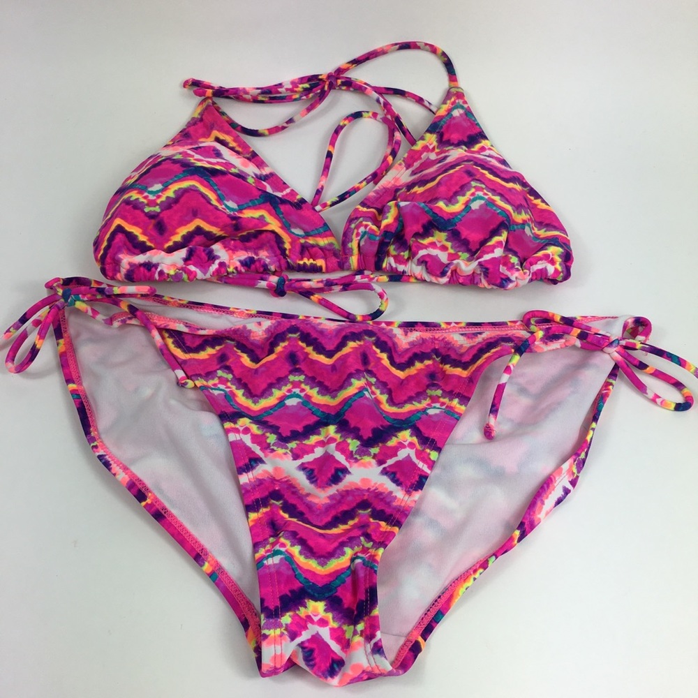 OP Two Piece String Bikini Swimsuit Pink